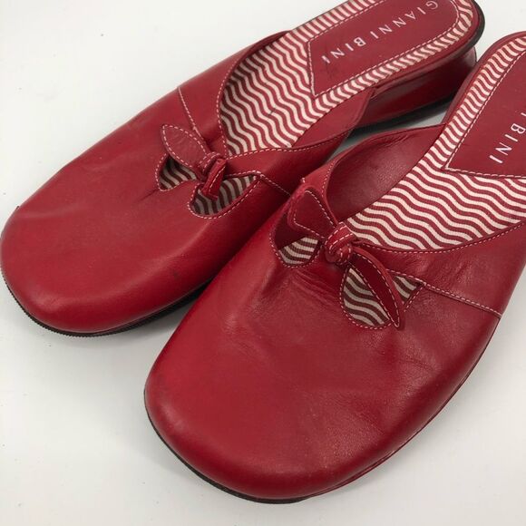 Gianni Bini Slip On Shoes Womens 7.5 Red Bow Detail Coquette Open Back - Picture 4 of 11